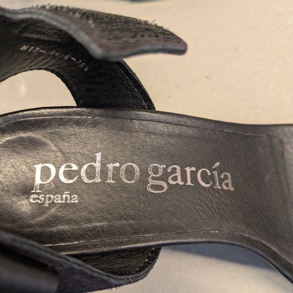 Pedro Garcia Chunky Metallic Heel in Black Suede - Picture 10 of 12
